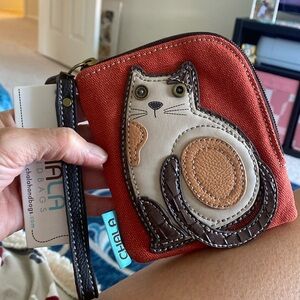 Chala small cat wallet with wrist strap